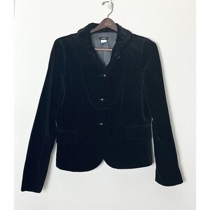 J Crew Schoolboy Blazer 12 Black Velour Preppy Dark Academia Professional Office